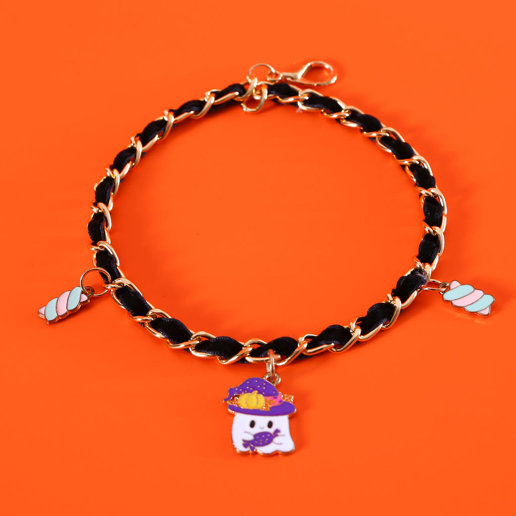 Collier d’Halloween en velours pour chat / Velvet Halloween cat collar — vue 4 / view 4