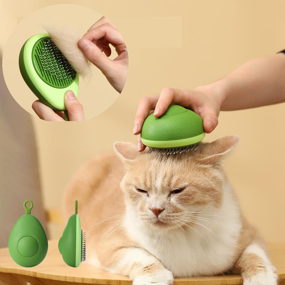 Brosse autonettoyante fruit pour chat et chien / Fruit-shaped self-cleaning pet brush — vue 1 / view 1