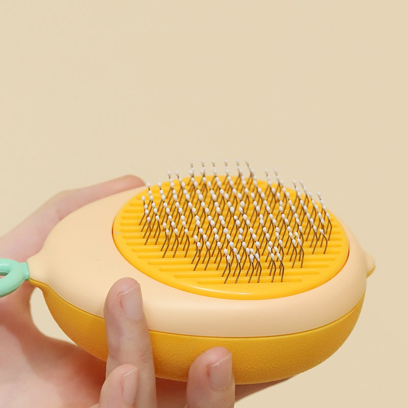 Brosse autonettoyante fruit pour chat et chien / Fruit-shaped self-cleaning pet brush — vue 2 / view 2