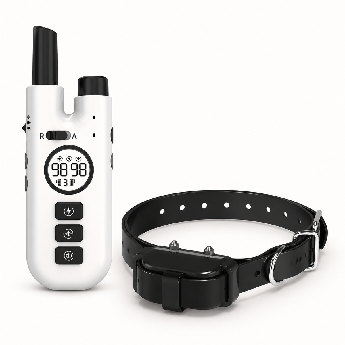 Collier de dressage noir avec télécommande blanche pour chien