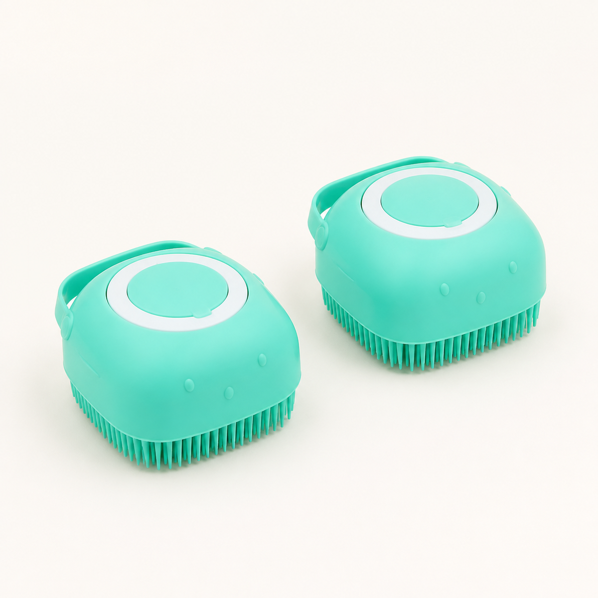 Gants de massage turquoise en silicone pour chat et chien