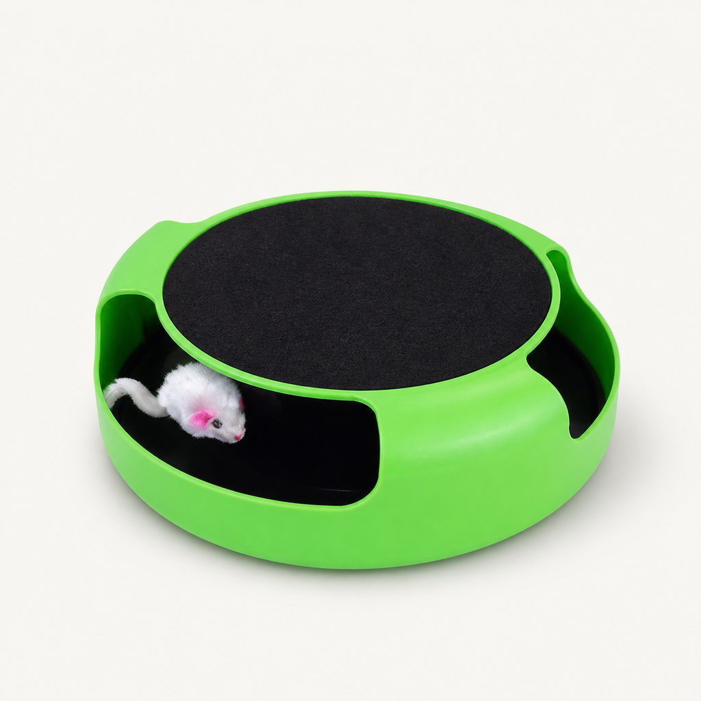 Griffoir interactif vert avec souris pour chat
