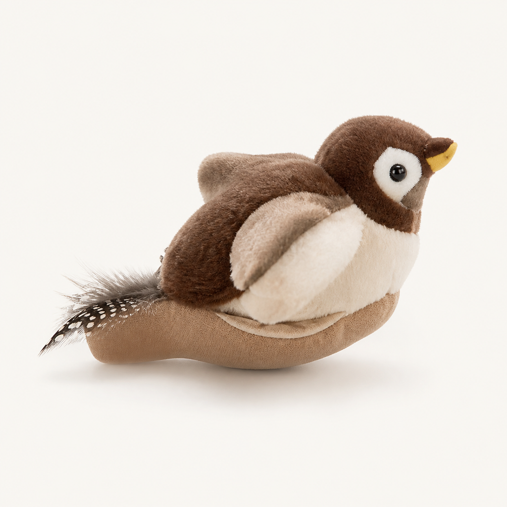 Oiseau interactif brun et blanc pour chat